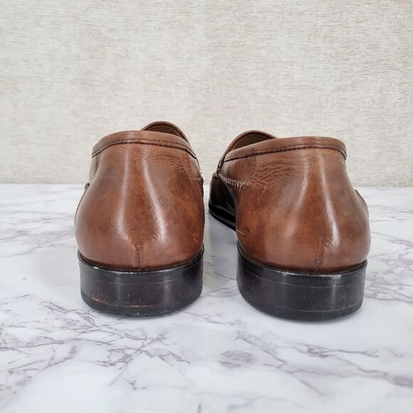 Brass Boot Walking Gloves Brown Basket Woven Leather Loafers Size 10 M Vintage main image 4